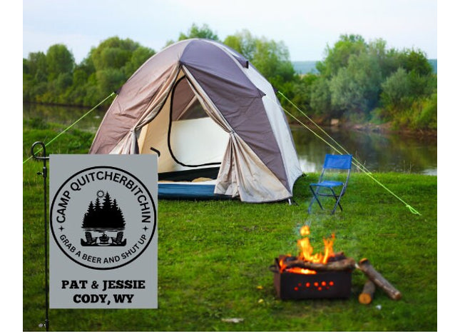 Camp Quitcherbitchin Banner | Personalized Camping Sign | Funny Camper Sign | Campground Banner |