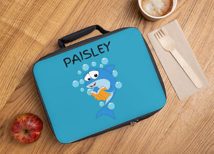 Cute Shark Lunch Bag | Personalized Kids Lunch Box | Insulated School Lunch Bag | Turquoise Childrens Backpack
