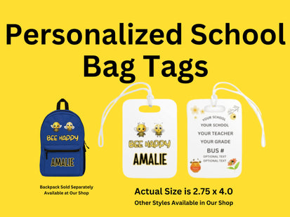 Kids School Backpack Tag | Honeybee Schoolbag Label | Back to School Personalized Label