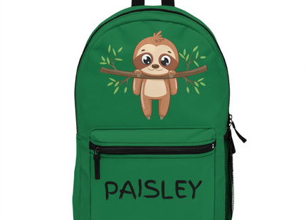 Kids Green Sloth School Backpack | Personalized School Bag | Back to School Book Bag | Green Child Backpack