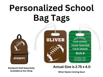 Kids School Backpack Tag | Football Schoolbag Label | Back to School Personalized Label | Personalized Child Backpack
