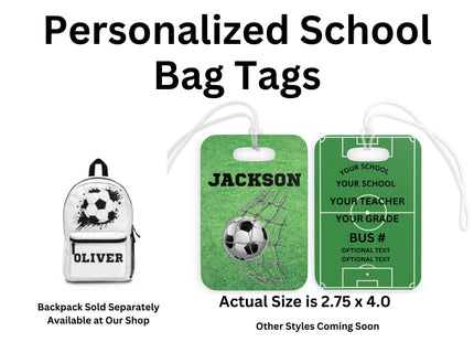 Kids School Backpack Tag | Soccer Schoolbag Label | Back to School Personalized Label | Personalized Child Backpack