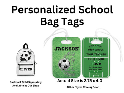 Kids School Backpack Tag | Soccer Schoolbag Label | Back to School Personalized Label | Personalized Child Backpack