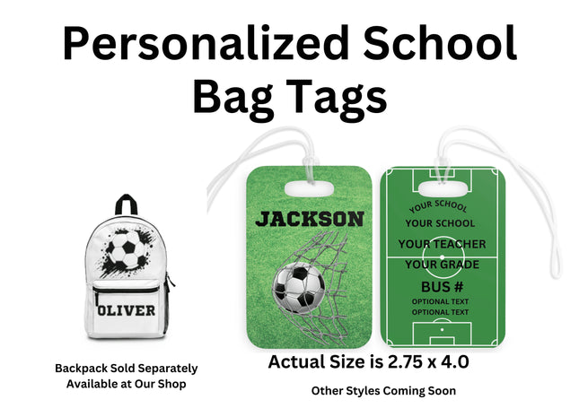 Kids School Backpack Tag | Soccer Schoolbag Label | Back to School Personalized Label | Personalized Child Backpack