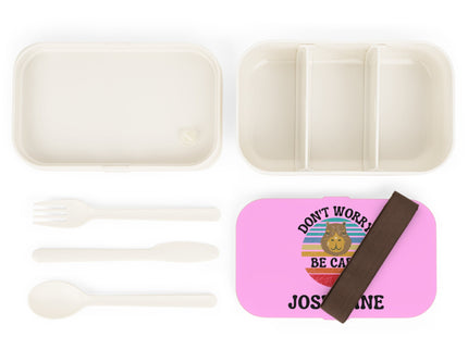 Personalized Bento Box | Don't Worry Be Capy Bento Lunch Box | Kids School Snack Container | Custom Lunch Box | Pink Child Snack Box