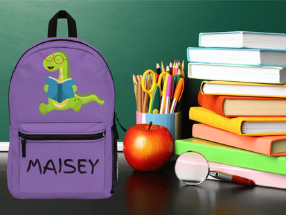 Kids Purple Dinosaur School Backpack | Personalized School Bag | Back to School