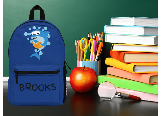 Kids Dark Blue Shark School Backpack | Personalized School Bag | Back to School