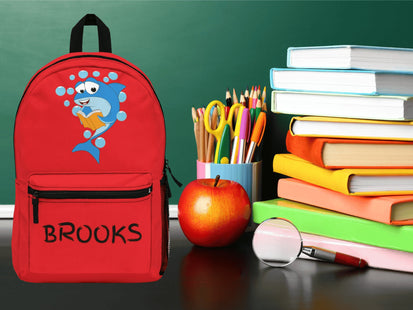 Kids Red Shark School Backpack | Personalized School Bag | Back to School