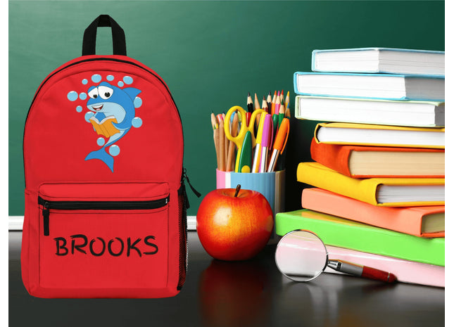 Kids Red Shark School Backpack | Personalized School Bag | Back to School