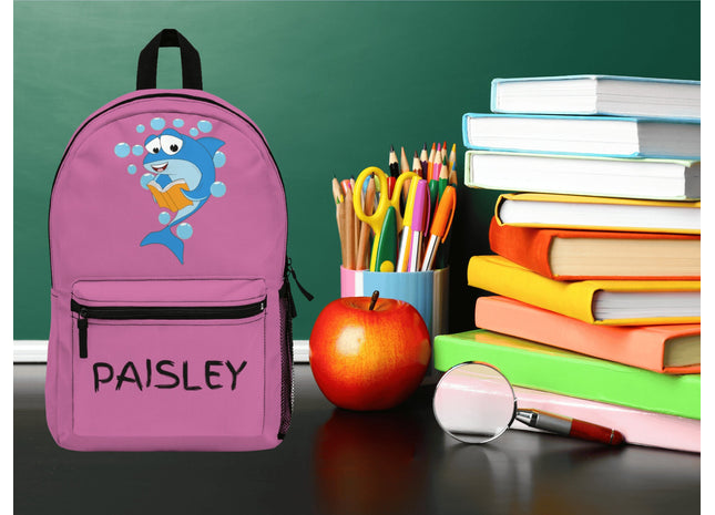 Kids Pink Shark School Backpack | Personalized School Bag | Back to School