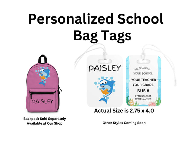 Kids School Backpack Tag | Shark Schoolbag Label | Back to School Personalized Label | Personalized Child Backpack