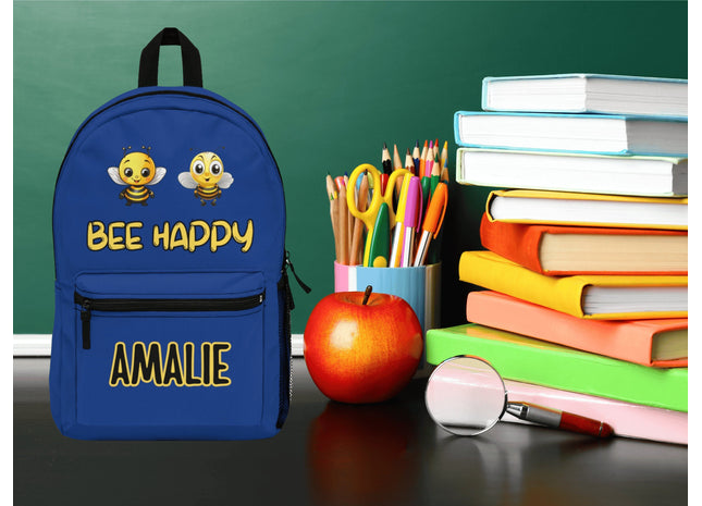 Kids Dark Blue Bee School Backpack | Personalized School Bag | Back to School
