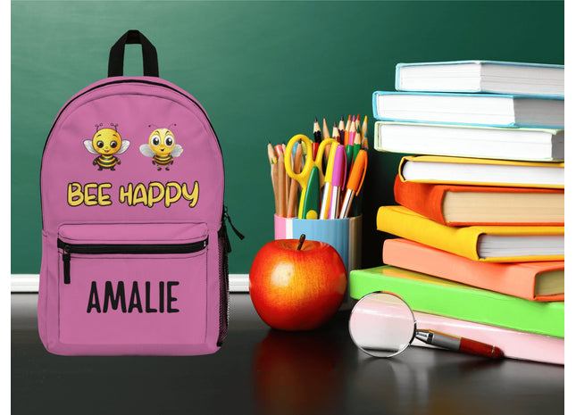 Kids Light Pink Bee School Backpack | Personalized School Bag | Back to School