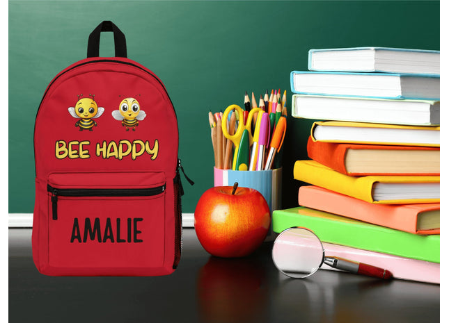 Kids Red Bee School Backpack | Personalized School Bag | Back to School