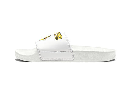 Kids Beach Sandals | Youth Flip Flops | Childrens Slide Sandals | Bee Happy White Sandals