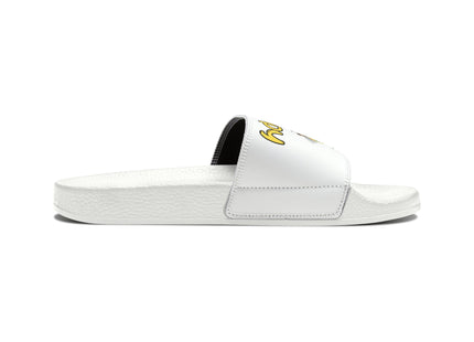 Kids Beach Sandals | Youth Flip Flops | Childrens Slide Sandals | Bee Happy White Sandals