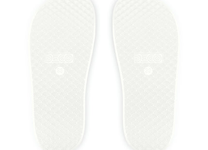 Kids Beach Sandals | Youth Flip Flops | Childrens Slide Sandals | Bee Happy White Sandals