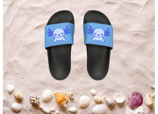 Kids Beach Sandals | Axolotl Sandals | Youth Flip Flops | Childrens Slide Sandals | Light Blue Animal Sandals