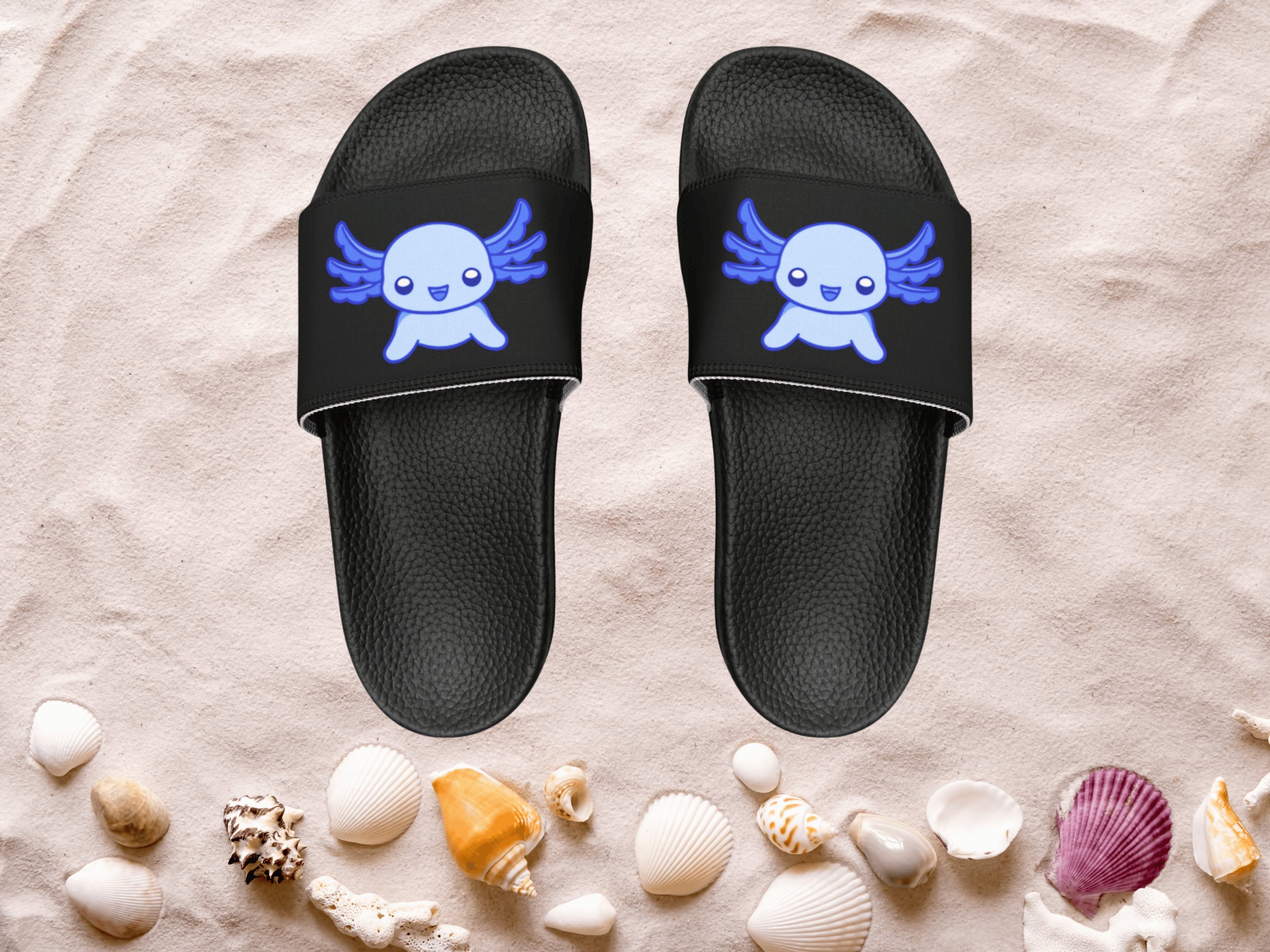 Kids Beach Sandals Axolotl Sandals Youth Flip Flops Childrens Slide Sandals Black Animal Sandals