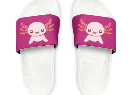 Kids Beach Sandals | Pink Axolotl Sandals | Youth Flip Flops | Childrens Slide Sandals | Pink Animal Sandals