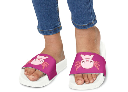 Kids Beach Sandals | Pink Axolotl Sandals | Youth Flip Flops | Childrens Slide Sandals | Pink Animal Sandals
