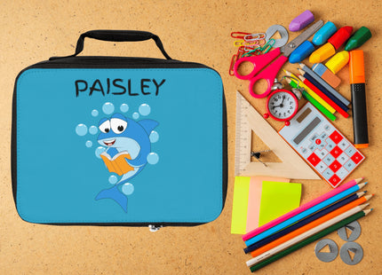 Cute Shark Lunch Bag | Personalized Kids Lunch Box | Insulated School Lunch Bag | Turquoise Childrens Backpack