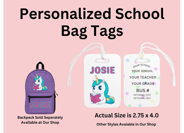 Kids School Backpack Tag | Unicorn Schoolbag Label | Back to School Personalized Label | Personalized Kids Backpack