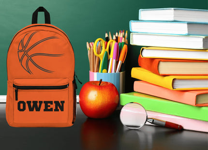 Personalized School Bag | Kids Basketball School Backpack | Child Travel Bag | Orange Child Backpack