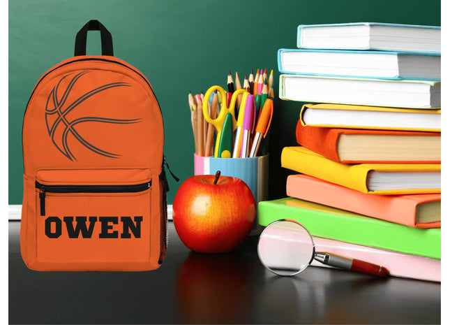 Personalized School Bag | Kids Basketball School Backpack | Child Travel Bag | Orange Child Backpack