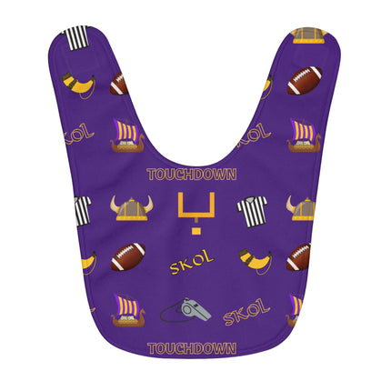 SKOL Football Bib | Minnesota Baby Bib | Purple Fleece Football Bib | Skol Baby Gift