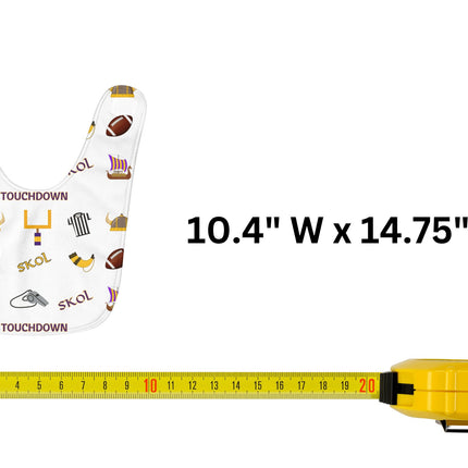 SKOL Football Bib | Minnesota Baby Bib | White Fleece Football Bib | Skol Baby Gift