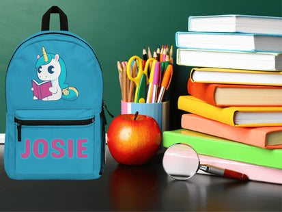 Kids Unicorn School Backpack | Personalized School Bag | Back to School Backpack | Turquoise Child Book Bag