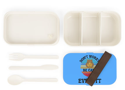 Personalized Bento Box | Don't Worry Be Capy Bento Lunch Box | Kids School Snack Container | Custom Lunch Box | Light Blue Child Snack Box