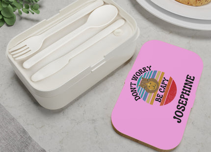 Personalized Bento Box | Don't Worry Be Capy Bento Lunch Box | Kids School Snack Container | Custom Lunch Box | Pink Child Snack Box