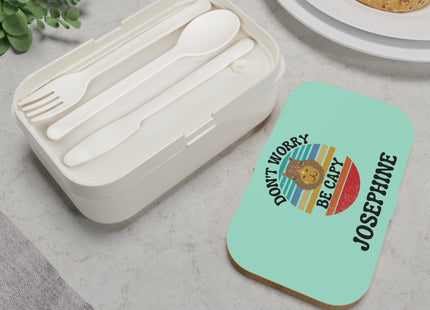 Personalized Bento Box | Don't Worry Be Capy Bento Lunch Box | Kids School Snack Container | Custom Lunch Box | Mint Green Child Snack Box