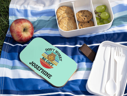 Personalized Bento Box | Don't Worry Be Capy Bento Lunch Box | Kids School Snack Container | Custom Lunch Box | Mint Green Child Snack Box