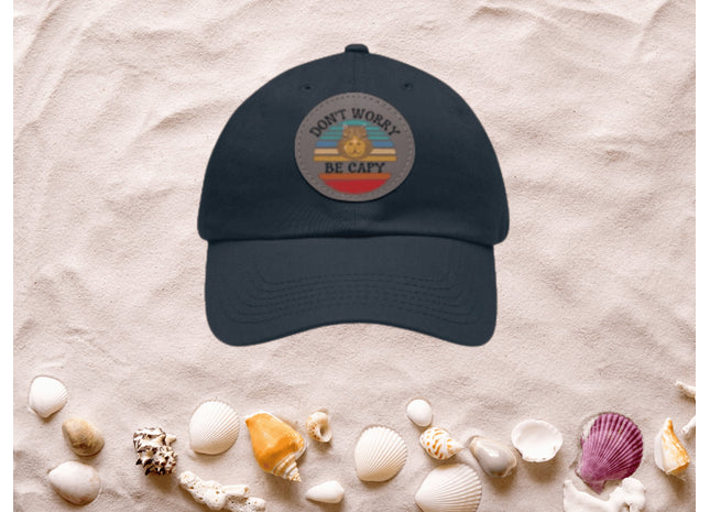 Capybara Hat with Leather Patch | Don't Worry Be Capy Hat | Animal Lover Gift | Capybara Gift