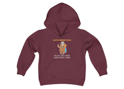 Sloth Hiking Team Sweatshirt | Youth Hooded Sweatshirt | Animal Lover Gift | Child Sloth Gift | Sloth Hoodie