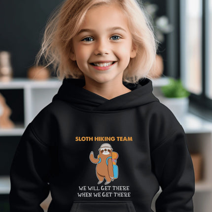 Sloth Hiking Team Sweatshirt | Youth Hooded Sweatshirt | Animal Lover Gift | Child Sloth Gift | Sloth Hoodie