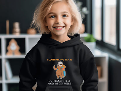 Sloth Hiking Team Sweatshirt | Youth Hooded Sweatshirt | Animal Lover Gift | Child Sloth Gift | Sloth Hoodie