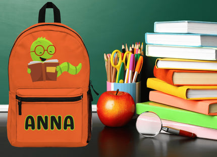 Kids Bookworm School Backpack | Personalized School Bag | Back to School | Dark Green Book Bag