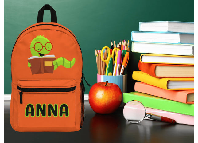 Kids Bookworm School Backpack | Personalized School Bag | Back to School | Dark Green Book Bag
