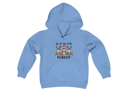 Kids Christmas Sweatshirt | Youth Hooded Sweatshirt | Reindeer Gift | Child Otter Gift | Christmas Hoodie