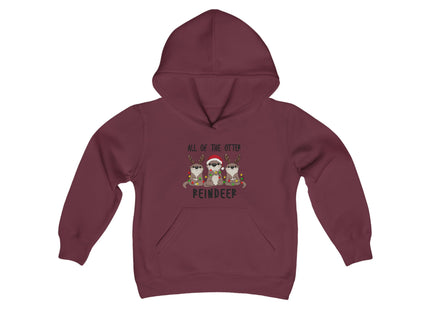 Kids Christmas Sweatshirt | Youth Hooded Sweatshirt | Reindeer Gift | Child Otter Gift | Christmas Hoodie