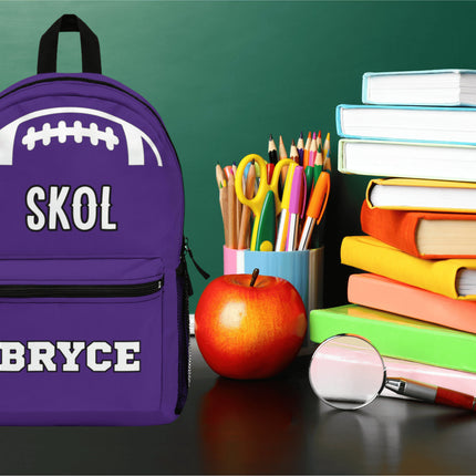 Skol Football School Backpack | Personalized School Bag | Back to School | Purple Book Bag