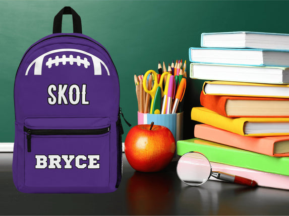 Skol Football School Backpack | Personalized School Bag | Back to School | Purple Book Bag