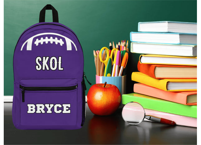 Skol Football School Backpack | Personalized School Bag | Back to School | Purple Book Bag