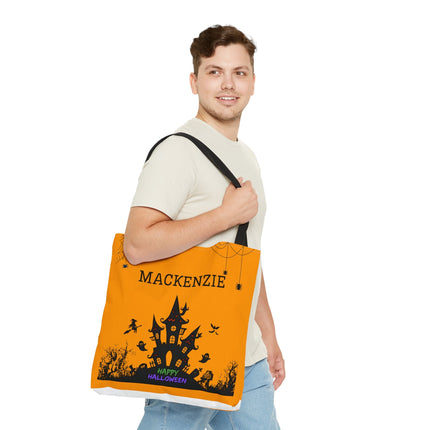 Personalized Halloween Bag | Trick or Treat Bag | Haunted House Tote Bag | Customized Candy Bag