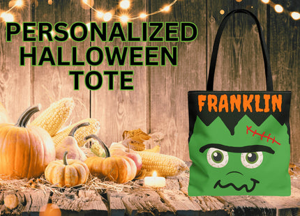 Personalized Halloween Bag | Trick or Treat Bag | Frankenstein Tote Bag | Customized Candy Bag