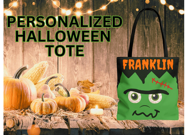 Personalized Halloween Bag | Trick or Treat Bag | Frankenstein Tote Bag | Customized Candy Bag